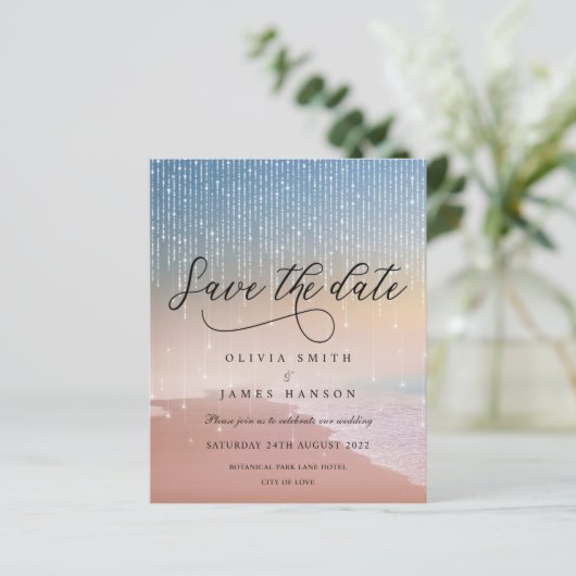 Elegant zonnestrandlicht bruiloft Bespaar op datum (Staand voorkant)