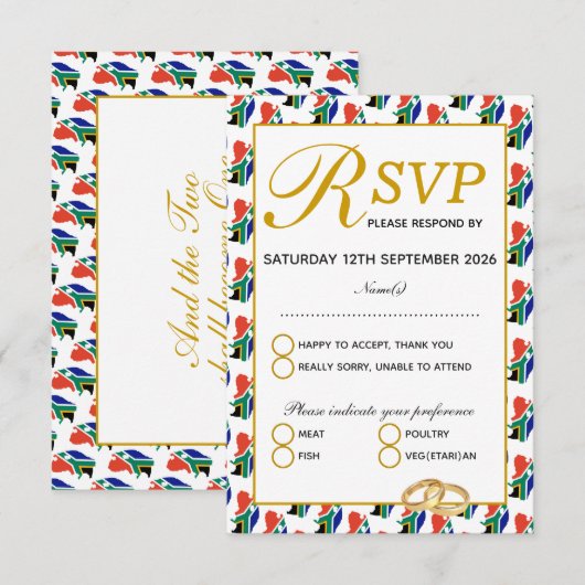 Elegant ZUID-AFRICA RSVP-kaart voor bruiloft RSVP Kaartje (Voorkant / Achterkant)