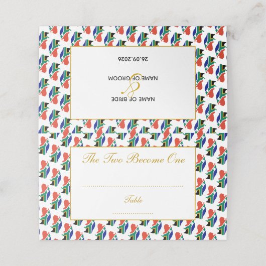 Elegant Zuid-Afrika Huwelijksfeest Plaatskaartje (Buitenkant ongevouwen)