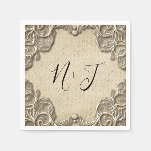 Elegant Zuid-Charm Burlap Lace Servet (Voorkant)