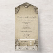 Elegant  Zuid-Charm Burlap Wedding All In One Uitnodiging (Binnen)