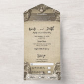 Elegant  Zuid-Charm Burlap Wedding All In One Uitnodiging (Binnen)