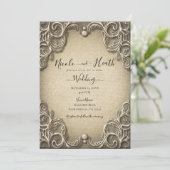 Elegant Zuid-Charm Burlap Wedding Kaart (Staand voorkant)