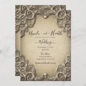 Elegant Zuid-Charm Burlap Wedding Kaart (Voorkant / Achterkant)