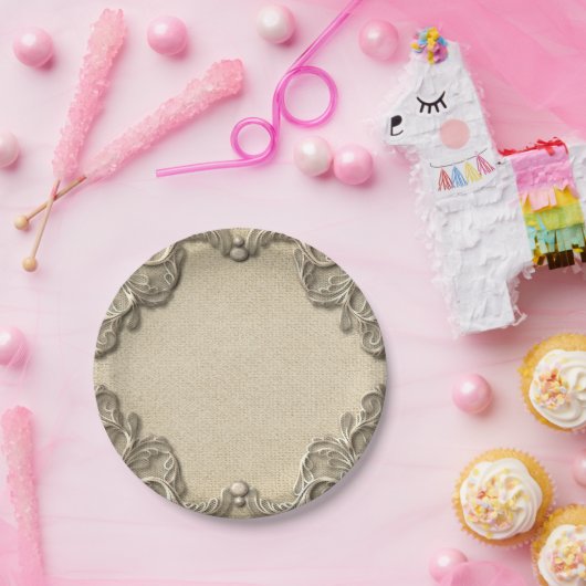 Elegant  Zuid-Charm Burlap Wedding Papieren Bordje (Feest)