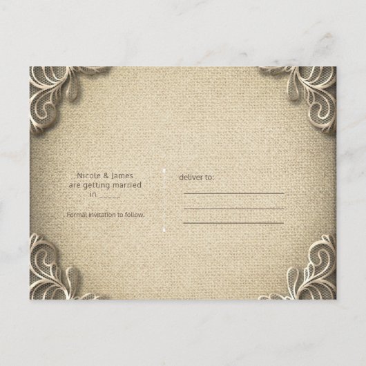 Elegant Zuid Karel slaat de datum op Aankondigingskaart (Achterkant)