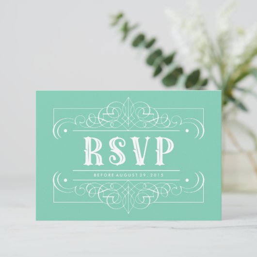 Elegant Zuid-Western pastelgroen RSVP Kaartje (Staand voorkant)