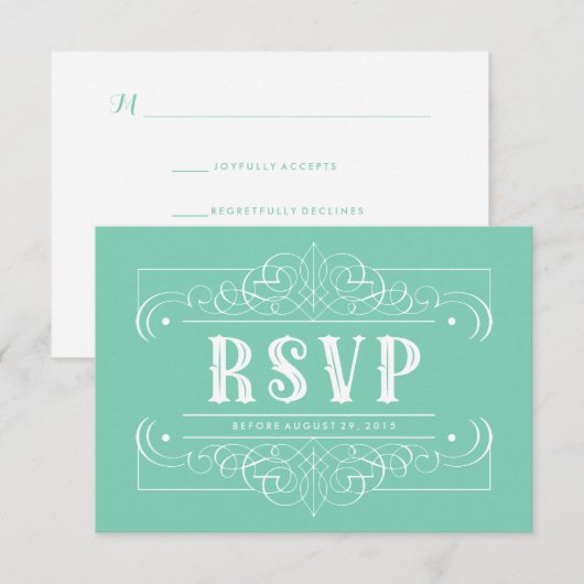 Elegant Zuid-Western pastelgroen RSVP Kaartje (Voorkant / Achterkant)