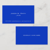 Elegant zuiver blauw eenvoudig visitekaartje. visitekaartje (Voorkant / Achterkant)