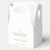 Elegant zuiver wit goudbruin Baby Baptisme Bedankdoosjes (Geopend)