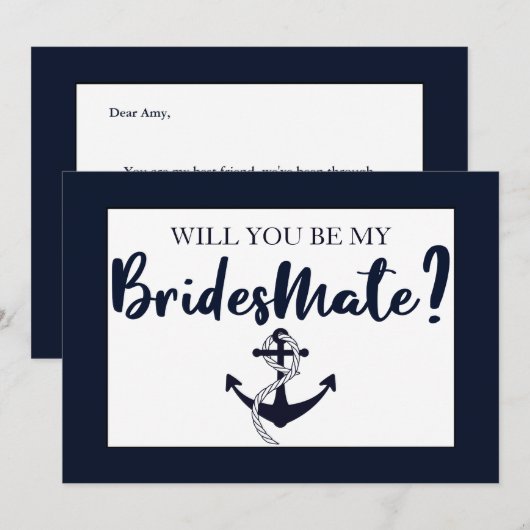 Elegant zul je mijn bruidsgenoot bruidsmeisje Kaar Kaart (Voorkant / Achterkant)