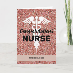 Elegant zurse Afstuderen roze glitter gepersonalis Kaart