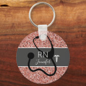 Elegant Zurse RN Caduceus Roos Gold Aangepast Sleutelhanger (Voorkant)