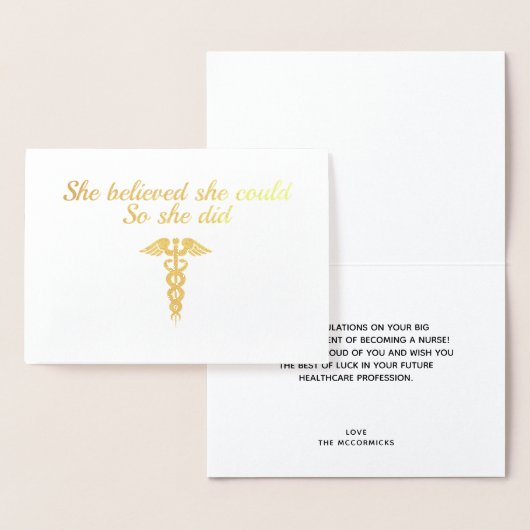 Elegant Zurse Student Afstuderen de naam Gold Cadu Folie Kaarten (Display)