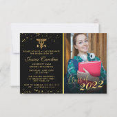 Elegant zuster Afstuderen Golden Glitter met foto Kaart (Voorkant)