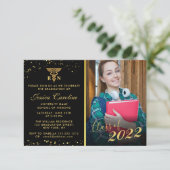 Elegant zuster Afstuderen Golden Glitter met foto Kaart (Staand voorkant)