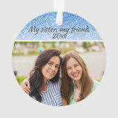 Elegant zuster Blue Glitter 2 zijkant foto 2 Ornament (achterkant)