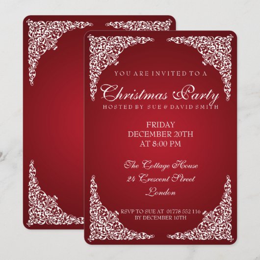 Elegant zwaait kerstfeest rood kaart (Voorkant / Achterkant)