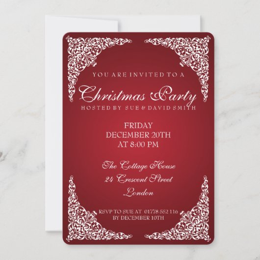 Elegant  zwaait kerstfeest rood kaart (Voorkant)