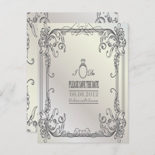 elegant zwaait moderne bruiloft met behoud van dat aankondigingskaart (Voorkant / Achterkant)