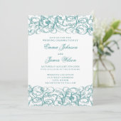 Elegant  zwaait rococo trouwuitnodiging kaart (Staand voorkant)