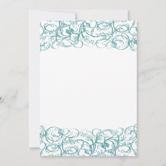 Elegant  zwaait rococo trouwuitnodiging kaart (Achterkant)