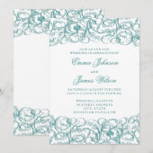 Elegant  zwaait rococo trouwuitnodiging kaart (Voorkant / Achterkant)