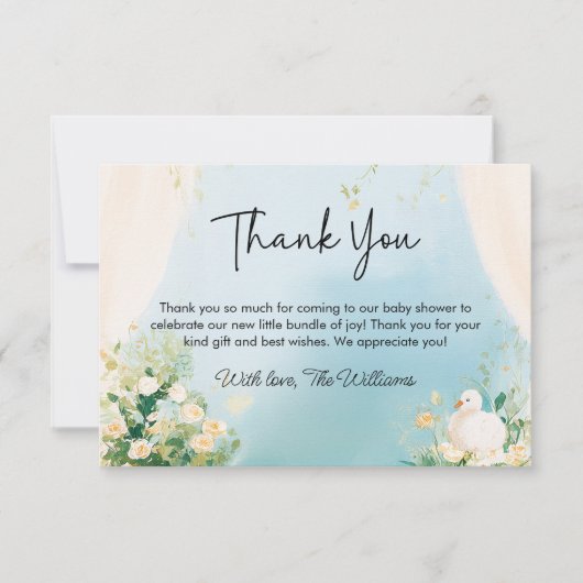 Elegant Zwaan Baby shower Dank u kaart (Voorkant)