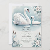 Elegant Zwaan en Cygnet Baby shower Kaart (Voorkant)