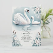 Elegant Zwaan en Cygnet Baby shower Kaart (Staand voorkant)