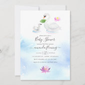 Elegant Zwaan en Lotus Waterverf Baby shower Kaart (Voorkant)