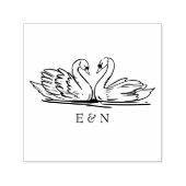 Elegant Zwaan paar bruiloft monogram Zelfinktende Stempel (Design)
