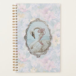 Elegant Zwaan & Pastel Floral Notitieboek