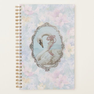 Elegant Zwaan & Pastel Floral Notitieboek