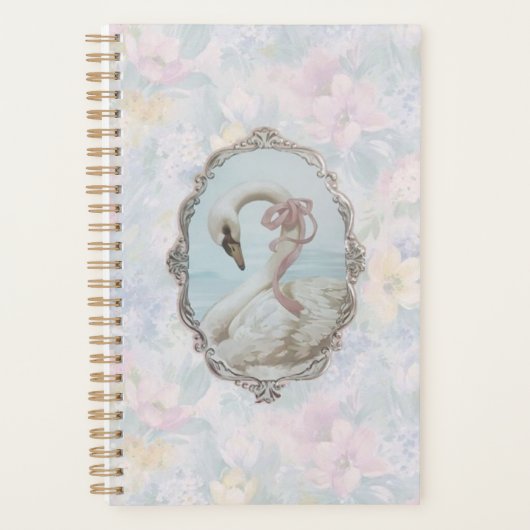 Elegant Zwaan & Pastel Floral Notitieboek (Voorkant)