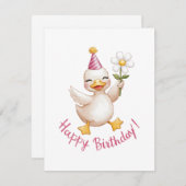 Elegant Zwaan Verjaardag Ontwerp met Daisy Feestdagenkaart (Voorkant / Achterkant)