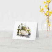 Elegant Zwaan Zwemmen met Bloemen BLANK Kaart (Gele Bloem)