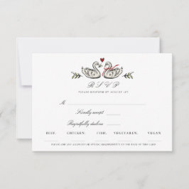 Elegant Zwanenpaar RSVP Antwoordkaart Kaartje