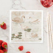 Elegant zwanenpatroon waterverf servet (Insitu)