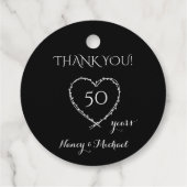 Elegant zwart 50 jaar Jubileum met krans Bedankjes Labels (Achterkant)