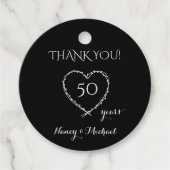 Elegant zwart 50 jaar Jubileum met krans Bedankjes Labels (Voorkant)