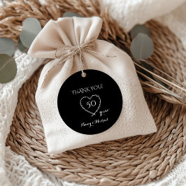 Elegant zwart 50 jaar Jubileum met krans Bedankjes Labels