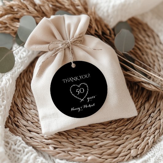 Elegant zwart 50 jaar Jubileum met krans Bedankjes Labels