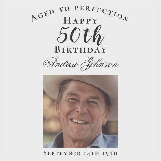 Elegant Zwart 50 Verjaardag Verouderd tot perfecti Sticker (Voorkant)