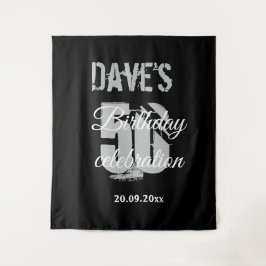 Elegant Zwart 50ste Verjaardagsfeest  Wandkleed