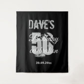 Elegant zwart 50ste verjaardagsfeestje wandkleed (Voorkant)