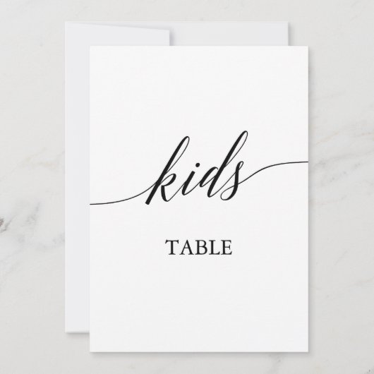 Elegant zwart 5x7 afdrukbaar Kinder tafel nummer Kaart (Achterkant)