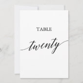 Elegant Zwart 5x7 Afdrukbaar Tafelnummer Twintig (Voorkant)