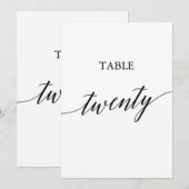 Elegant Zwart 5x7 Afdrukbaar Tafelnummer Twintig (Voorkant / Achterkant)