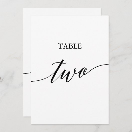 Elegant Zwart 5x7 Afdrukbare Tabel Twee Tafelnumme Kaart (Voorkant / Achterkant)